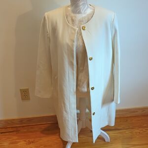 IMAN Classic Cream Trench Coat with Gold Buttons